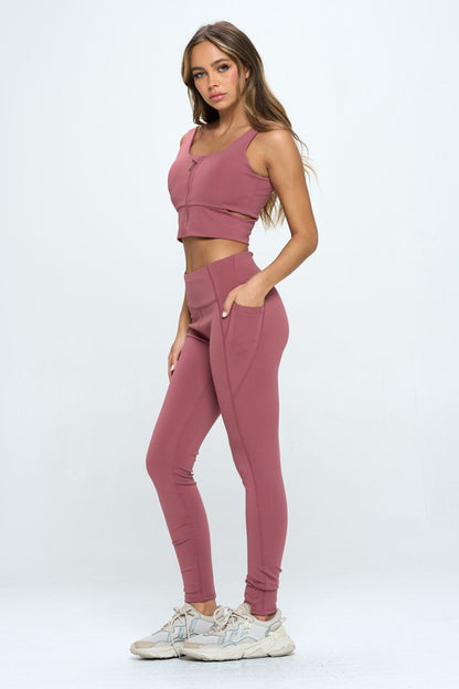 Zip Up Crop Sports Tank Top Set