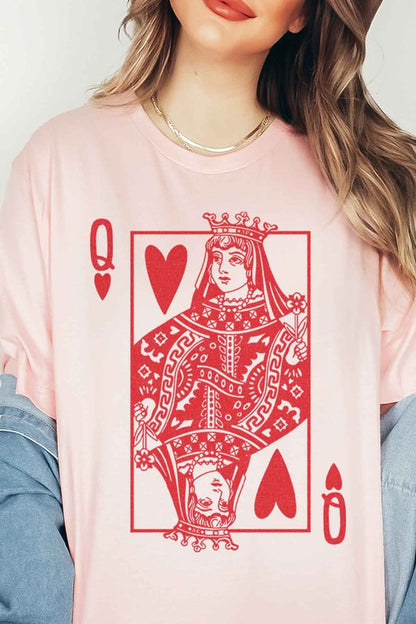 PLUS SIZE QUEEN OF HEARTS GRAPHIC TEE / T-SHIRT