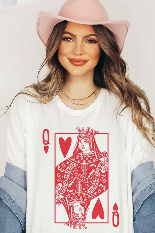 PLUS SIZE QUEEN OF HEARTS GRAPHIC TEE / T-SHIRT