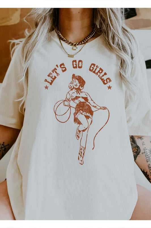 LETS GO GIRLS WESTERN OVERSIZED GRAPHIC TEE