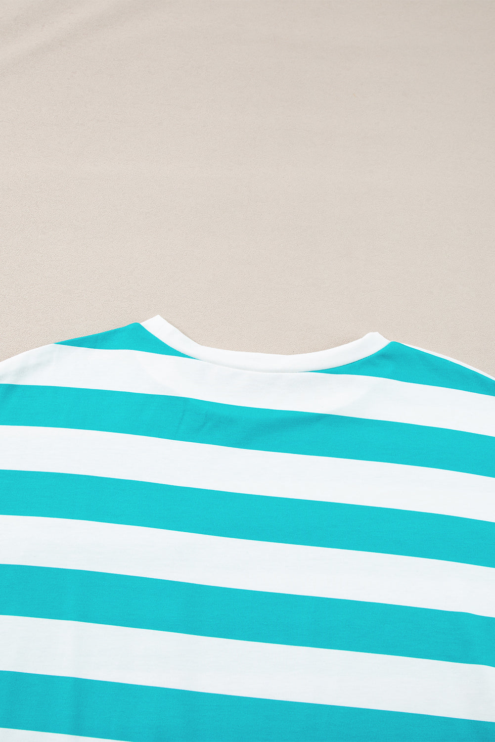 Blue Stripe Contrast Patch Pocket Drop Sleeve T Shirt