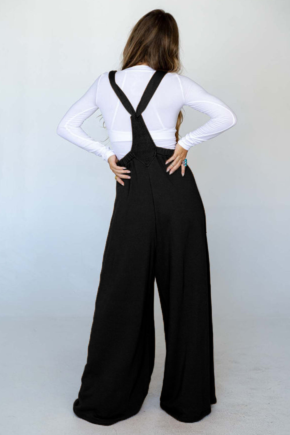 Knotted Straps Patch Pocket Wide Leg Jumpsuit