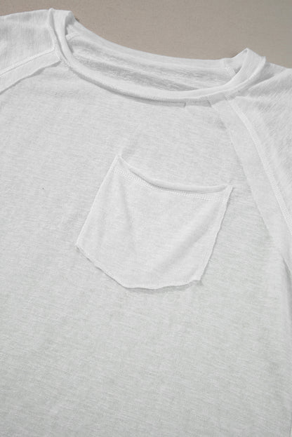 White Exposed Seam Detail Loose T-shirt