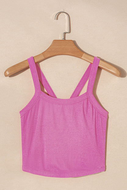 Grapefruit Orange Athletic Ribbed Cropped Cami Top