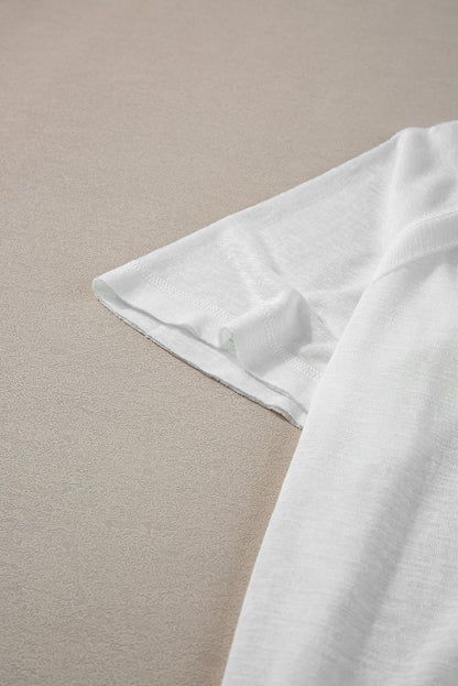 White Exposed Seam Detail Loose T-shirt