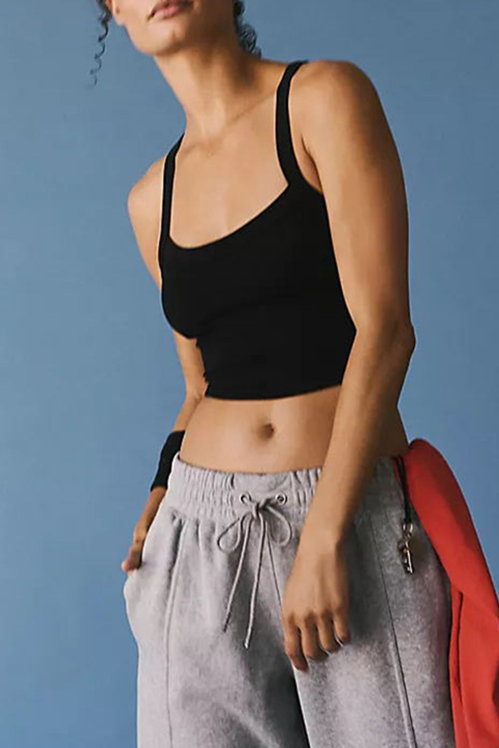 Grapefruit Orange Athletic Ribbed Cropped Cami Top