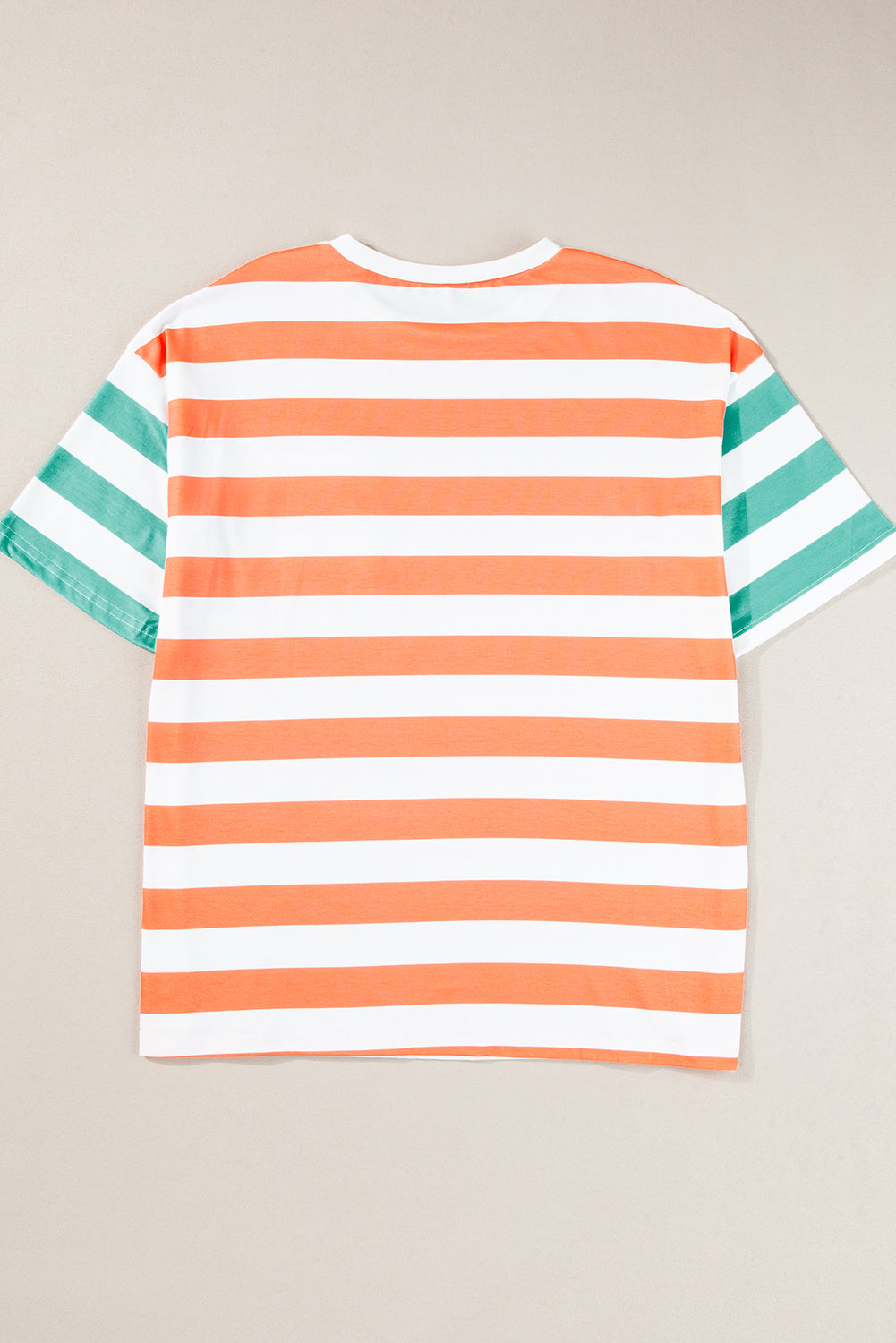 Blue Stripe Contrast Patch Pocket Drop Sleeve T Shirt