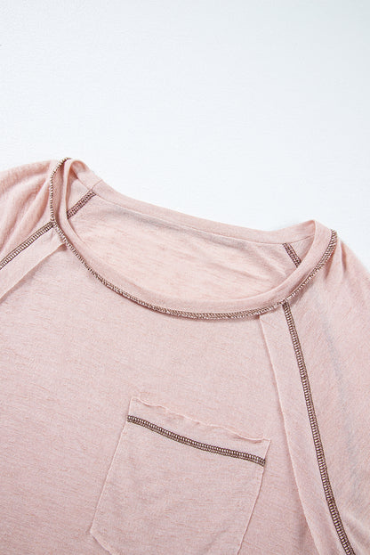 White Exposed Seam Detail Loose T-shirt